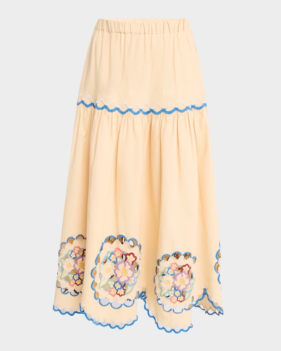 Melinda Embroidered Midi Skirt